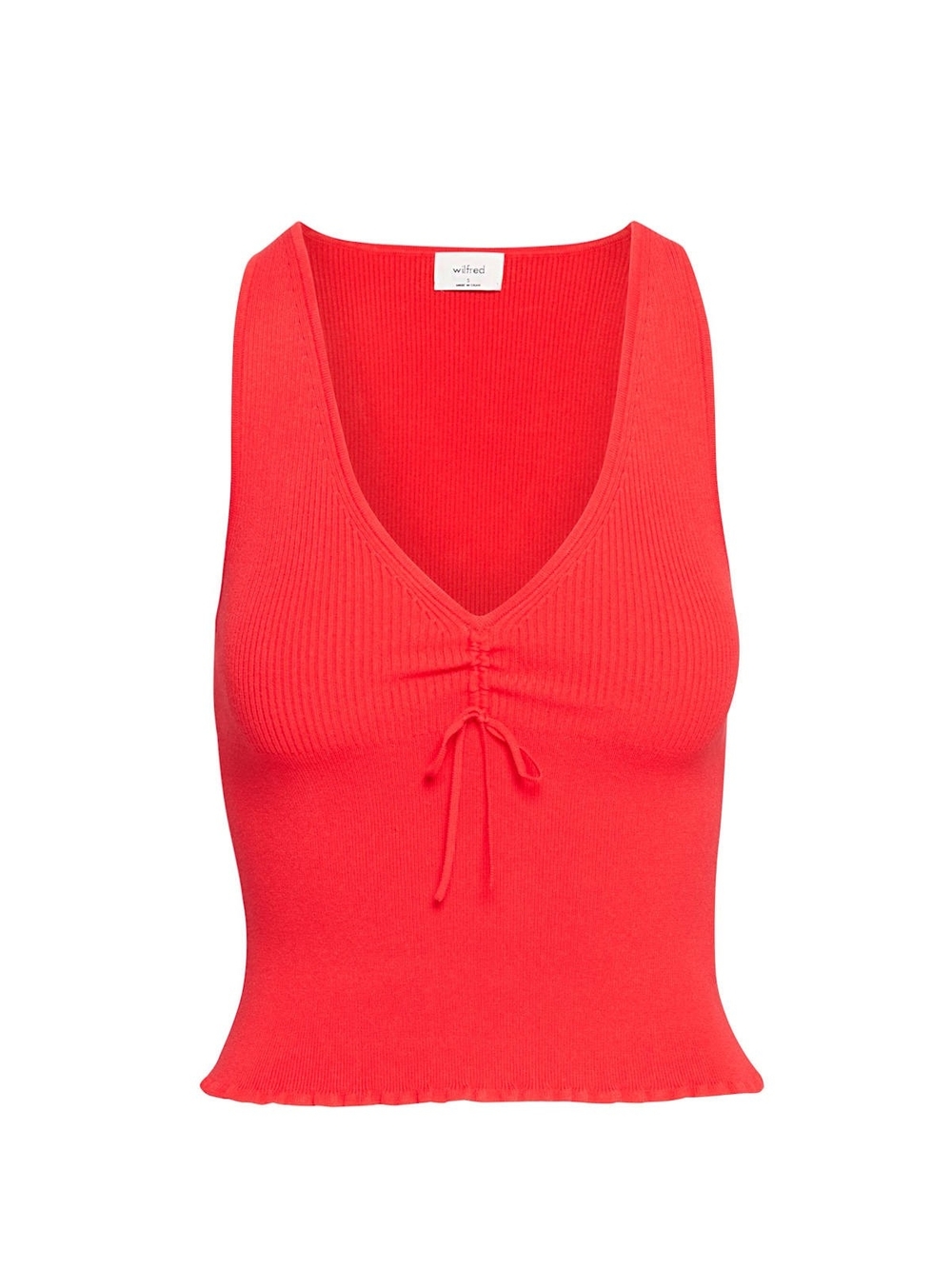 Wilfred Red Ribbed V-Neck Drawstring Tank Size S - Picture 2 of 9